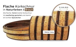 Flache Korkschnur naturfarben/braun(10 mm)